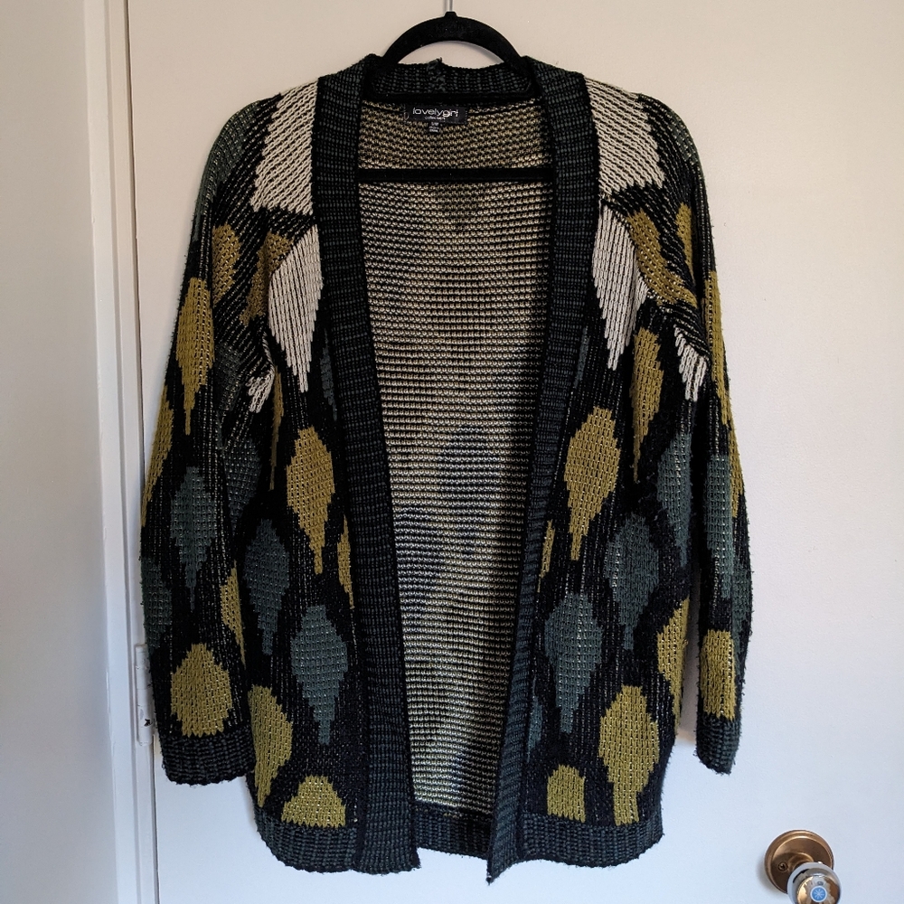 Patterned Open-Front Cardigan Sweater